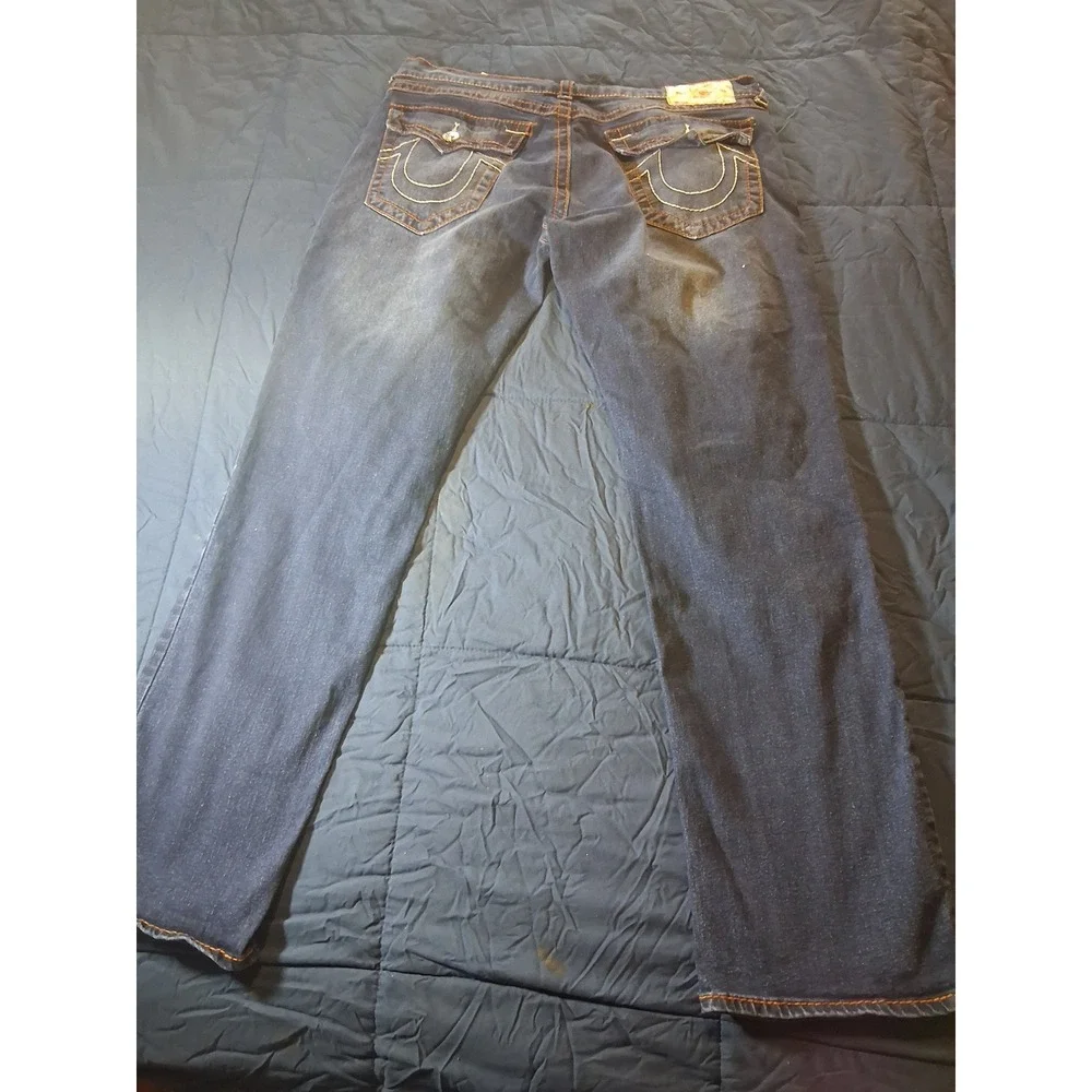 True Religion Ricky‎ Big T Relaxed Straight Flap Jeans Dark Wash Mens 36x32